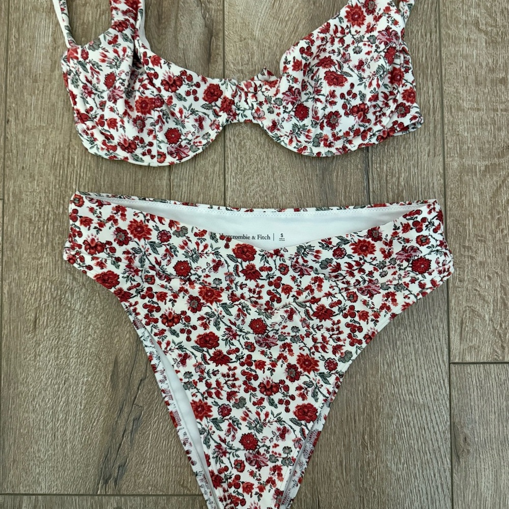 Abercrombie & Fitch Floral Red Bikini Set